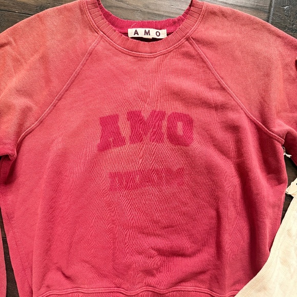 AMO Denim Lauryn Sweatshirt & Pointelle Scoopneck Top Bundle Sz S NWT $275!! - Picture 3 of 3